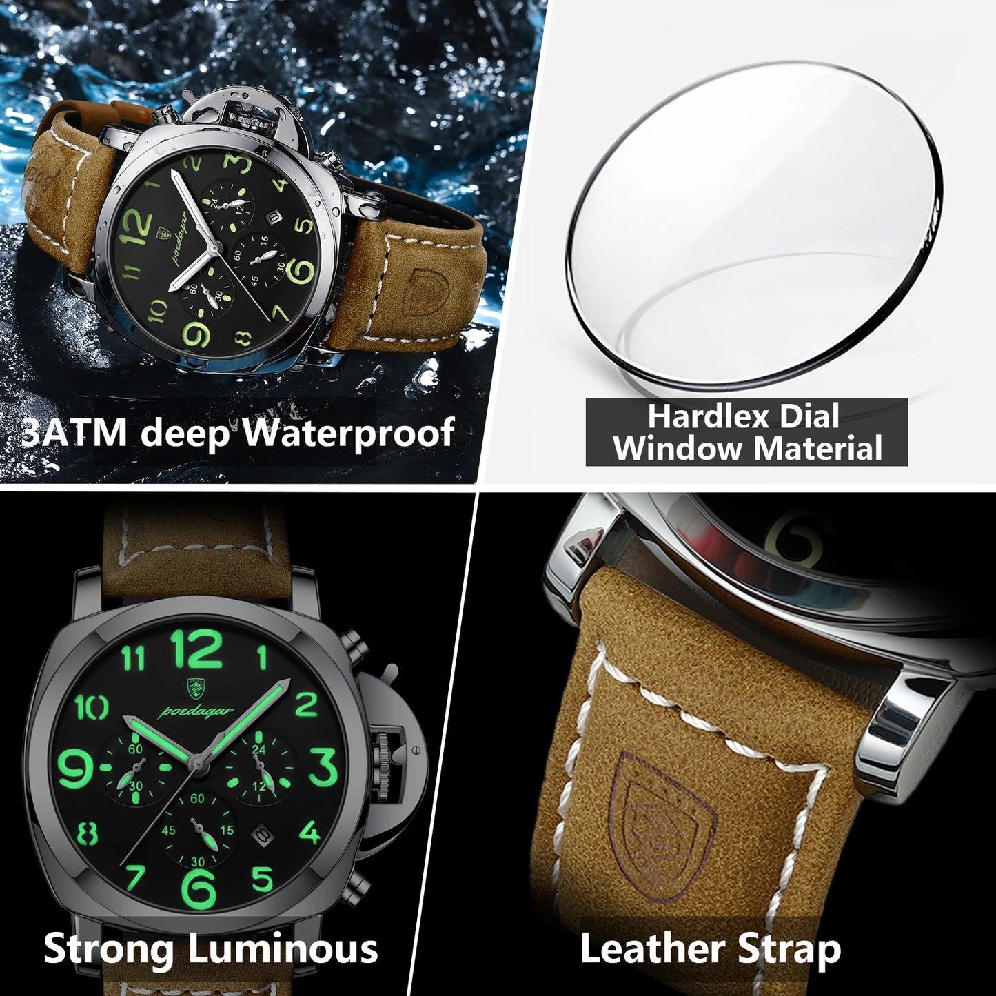 POEDAGAR Luxury Sports Watch for Man Waterproof.