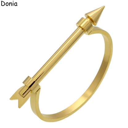 Donia jewelry European and American fashion stainless steel arrow opening titanium steel C-shaped screw bracelet punk bracelet