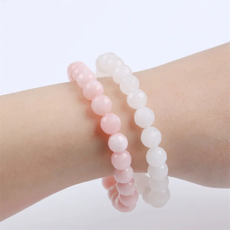 Natural Pink Crystal Bead Elastic Bracelet