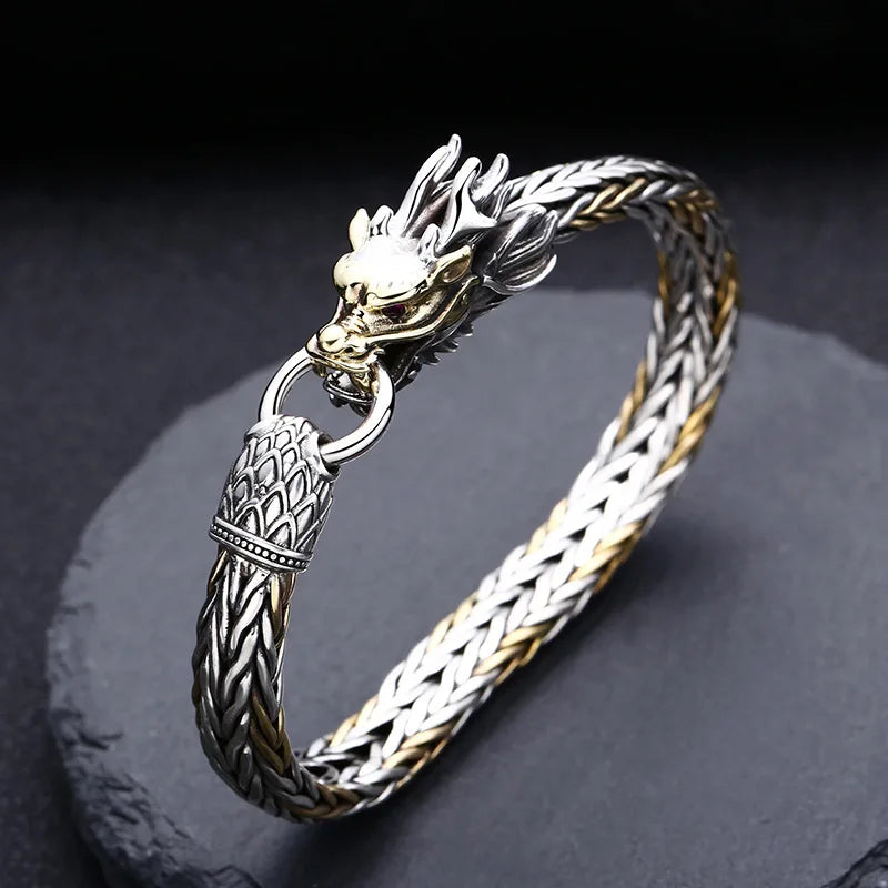 Pure Silver Jewelry Domineering Golden Dragon.