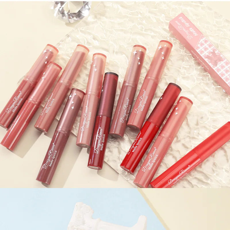 12 Color Matte Lipstick Nude Pink Matte Solid Lip Gloss Long Lasting Velve Red Tinted Balm 24 Hours Waterproof Makeup LipSticks