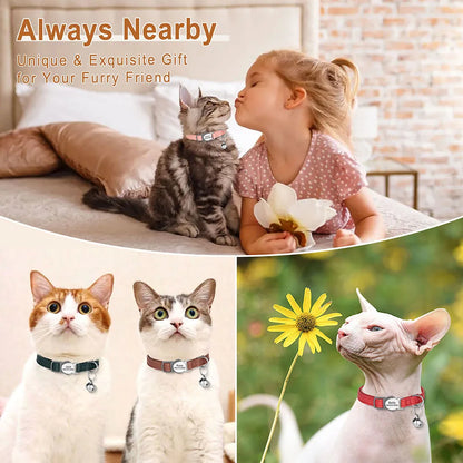 Custom Cat Collar PU Leather Cats Collars Necklace Safety Breakaway Pet Kitten Puppy Collars Anti-lost for Cats Free Engraved