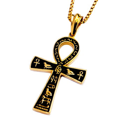 Fashion Classic Vintage Egypt Ancient Ankh Cross Pendant Necklace for Men Trend Punk Women Glamour Jewelry