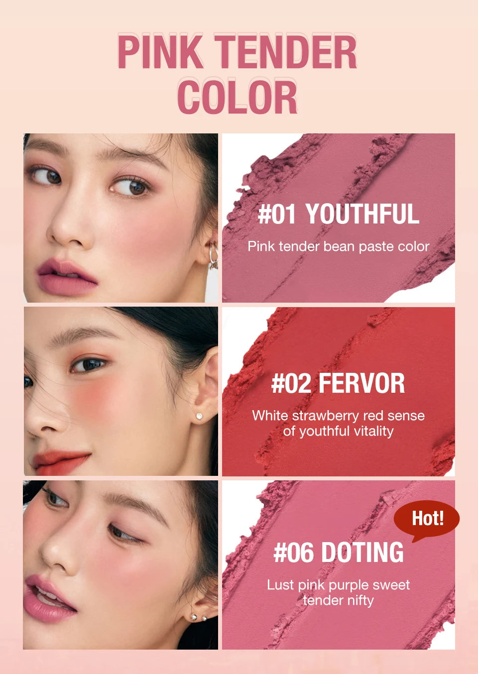 O.TWO.O Lipstick Blush Stick 3-in-1 Eyes Cheek and Lip Tint Buildable Waterproof Lightweight Cream Multi Stick Makeup for Women