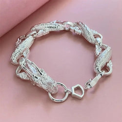 Silver Bracelet White Dragon Classic Men's Fashion