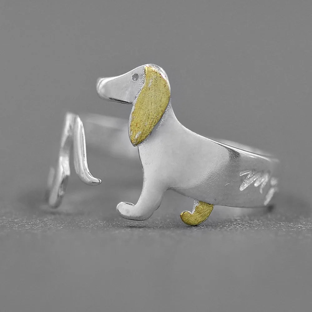 Silver Cute Rings Puppy Adjustable for Women