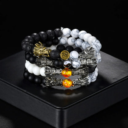 Dragon Natural Stone Beads Bracelet Charm.