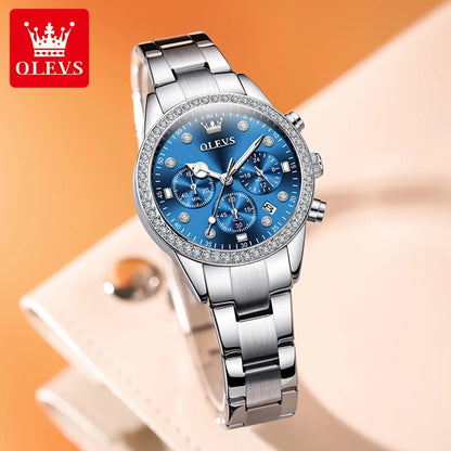 OLEVS Women Watches  Luxury Silver Watch