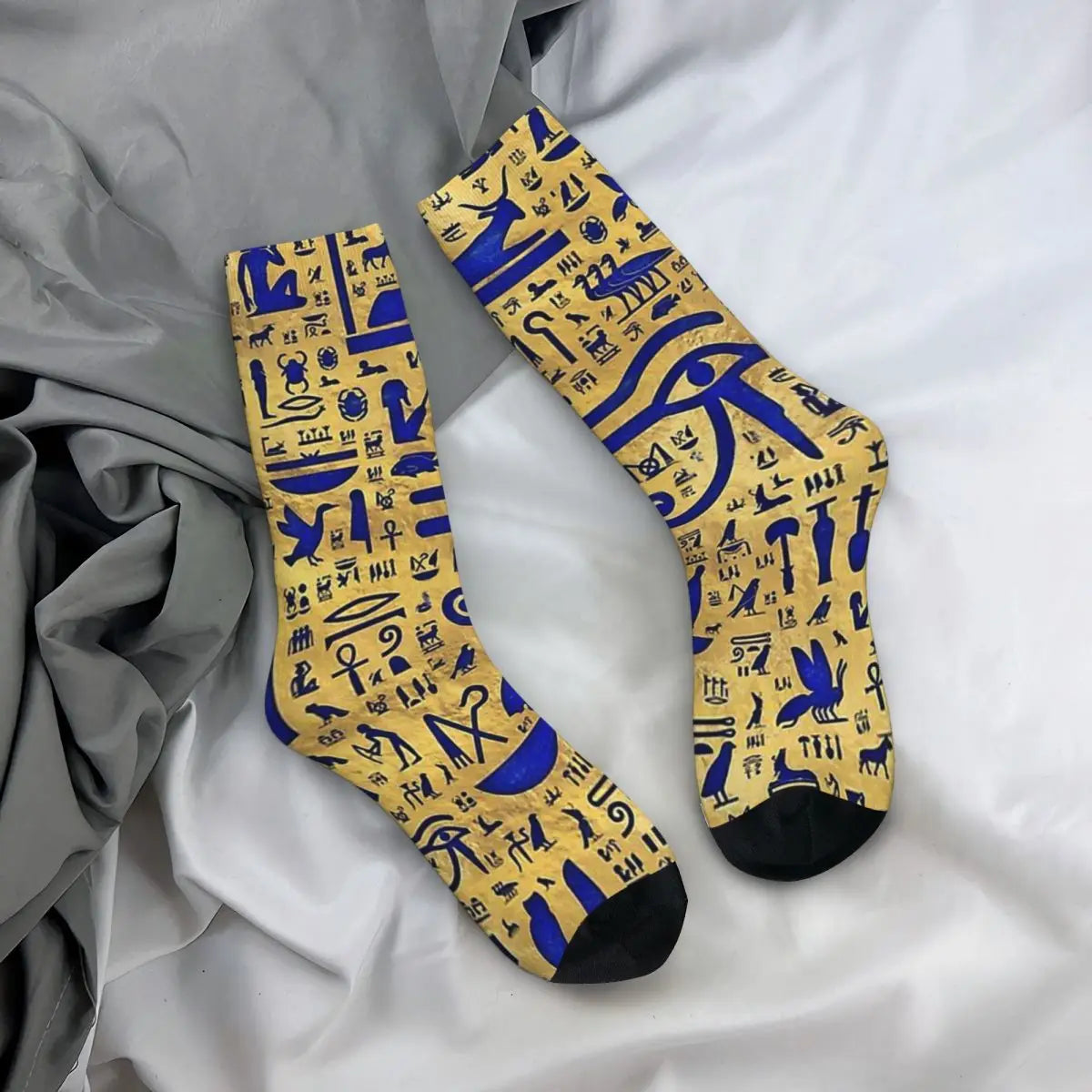 Hieroglyphic Lapis Lazuli And Gold Men's Socks