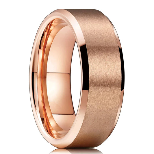 Classic Stainless Steel Men Rings Rose Gold Color.