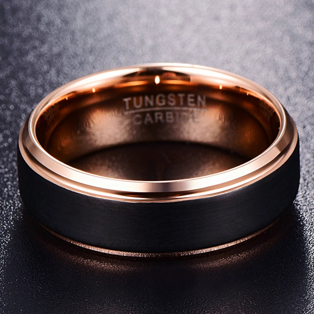 Rose Gold Plated Tungsten Carbide Rings.