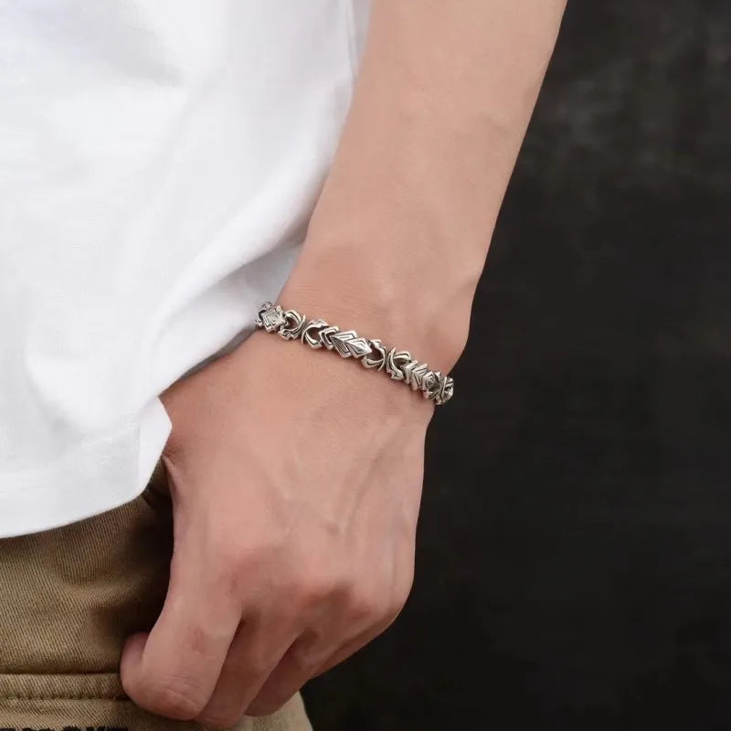 Silver Punk Fashion Rock Bracelet Men's