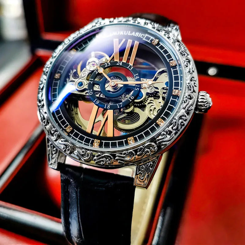 Brand Men Mechanical Watch Transparent Automatic.