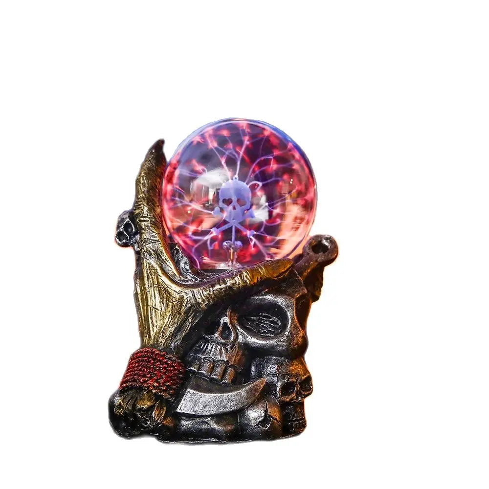 Five-fingered Grimace Crystal Plasma Light with skull design, 4-inch glass ball lamp, enchanting plasma lightning effect, indoor decoration