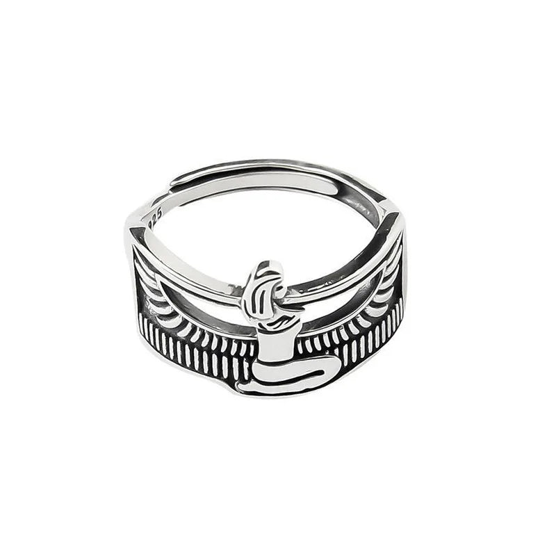 Elegant Retro Egypt Queen Silver Ladies Finger.