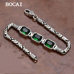 Silver Punk Trendy Three Stones Diamond Bracelet.