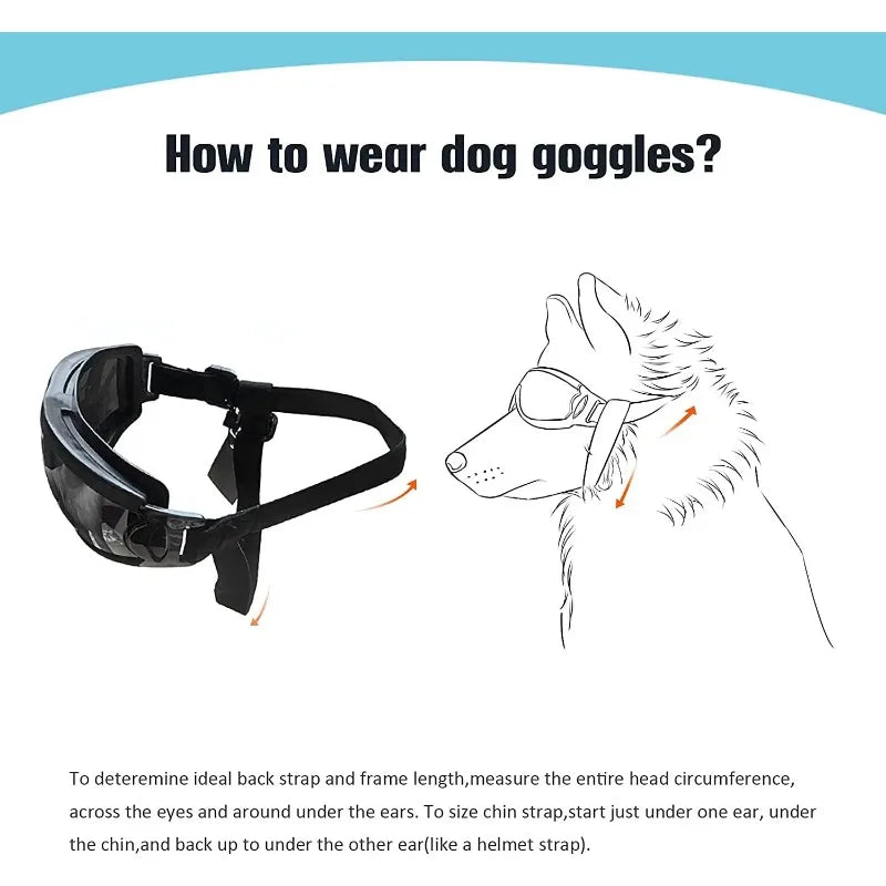 Dog Sunglasses Goggles Adjustable Strap for Travel Skiing and Anti-Fog Snow Goggles Pet Goggles for Medium To Large Dogs