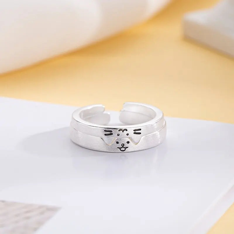 Cute Animal Dog Cat Cuff Finger Rings For Men Women Summer Fashion New Jewelry Lovers Gift Party anillos mujer