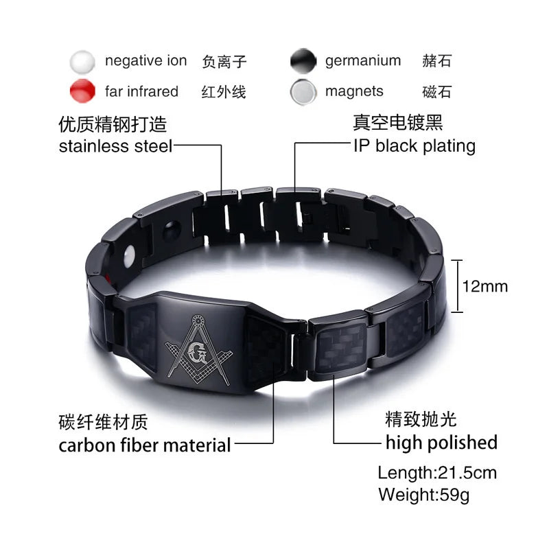 4 in 1 Men Steel Magnetic Therapy Healing Bracelet.