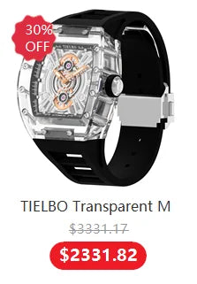 TIELBO Luxury Crystal Diamond Automatic Tourbillon Movement Man Watch