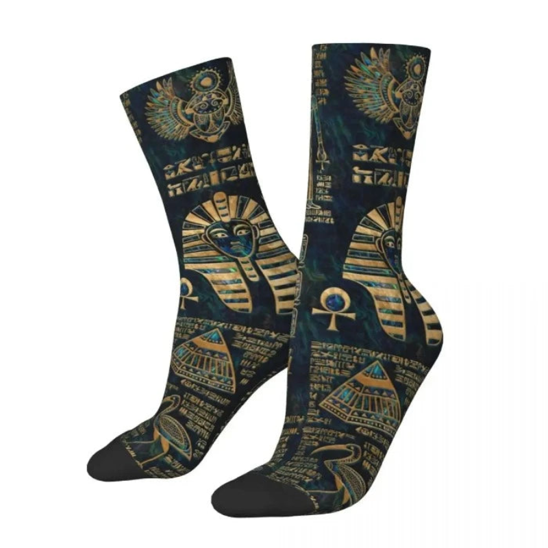 Egyptian Hieroglyphs And Deities Socks Men Women's Egypt Pharaoh.