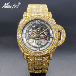 Gold Mechaincal Watch For Men Luxury Diamond Unique Stylish