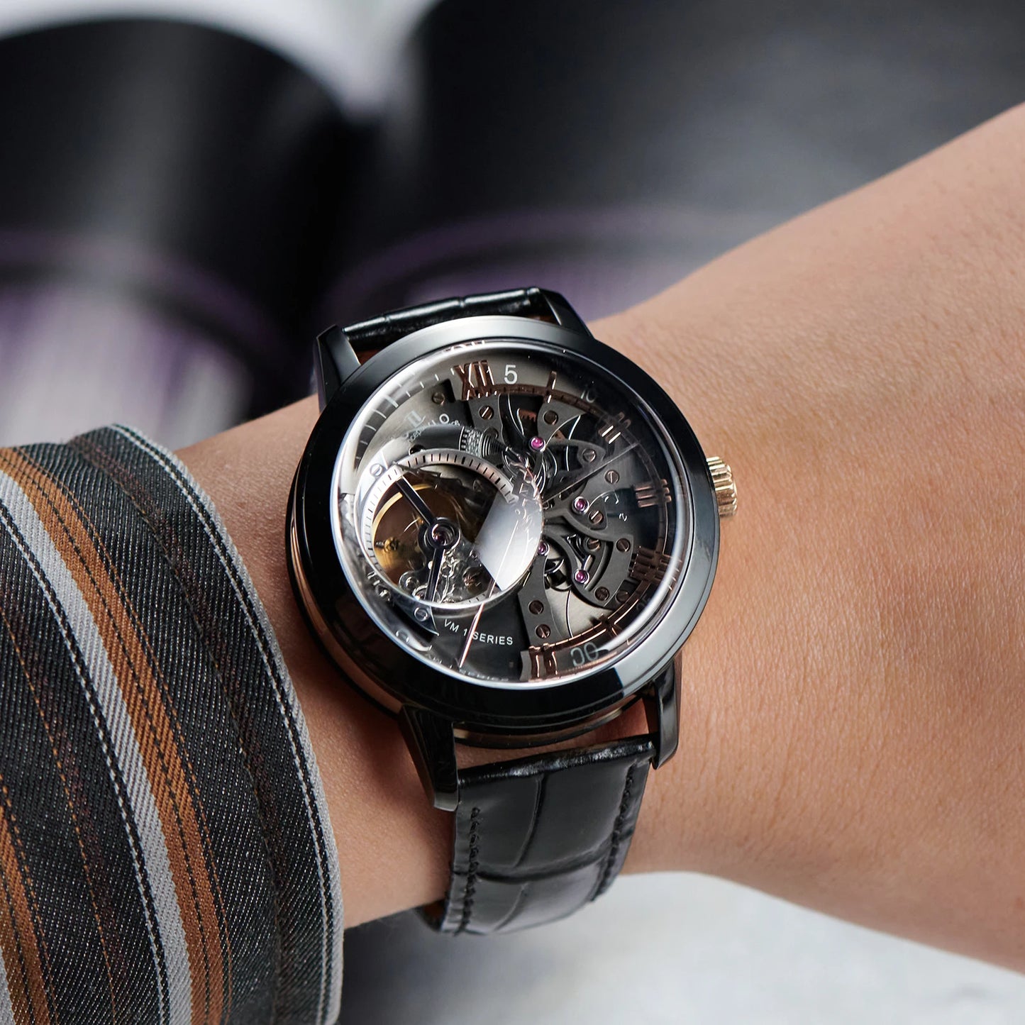 OBLVLO Designer Fashion Watches For Men Skeleton.