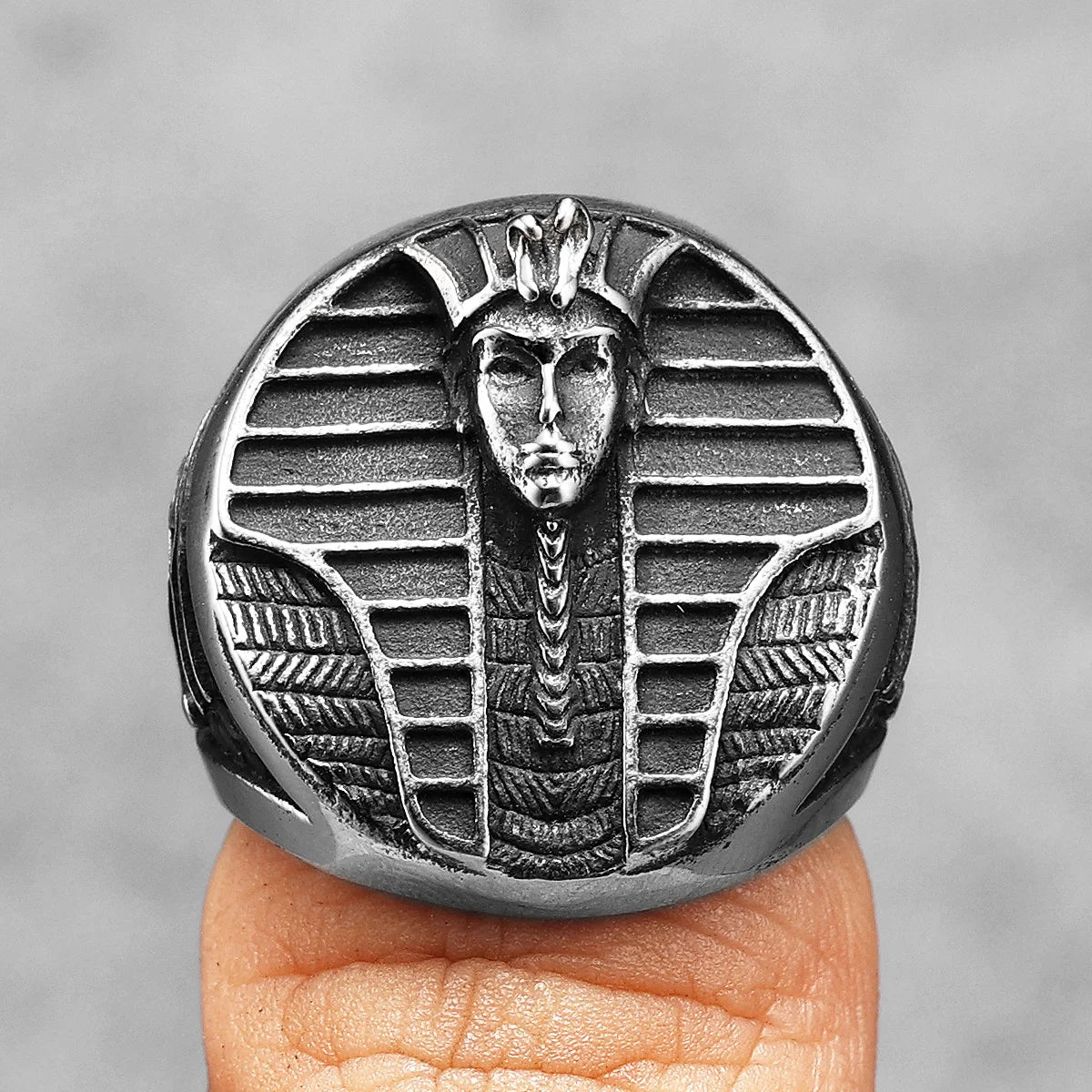 Egyptian Pharaoh Amulet Men Rings Stainless Steel Women Jewelry Vintage Punk Rock Cool Stuff Fashion Accessories Gift Wholesale