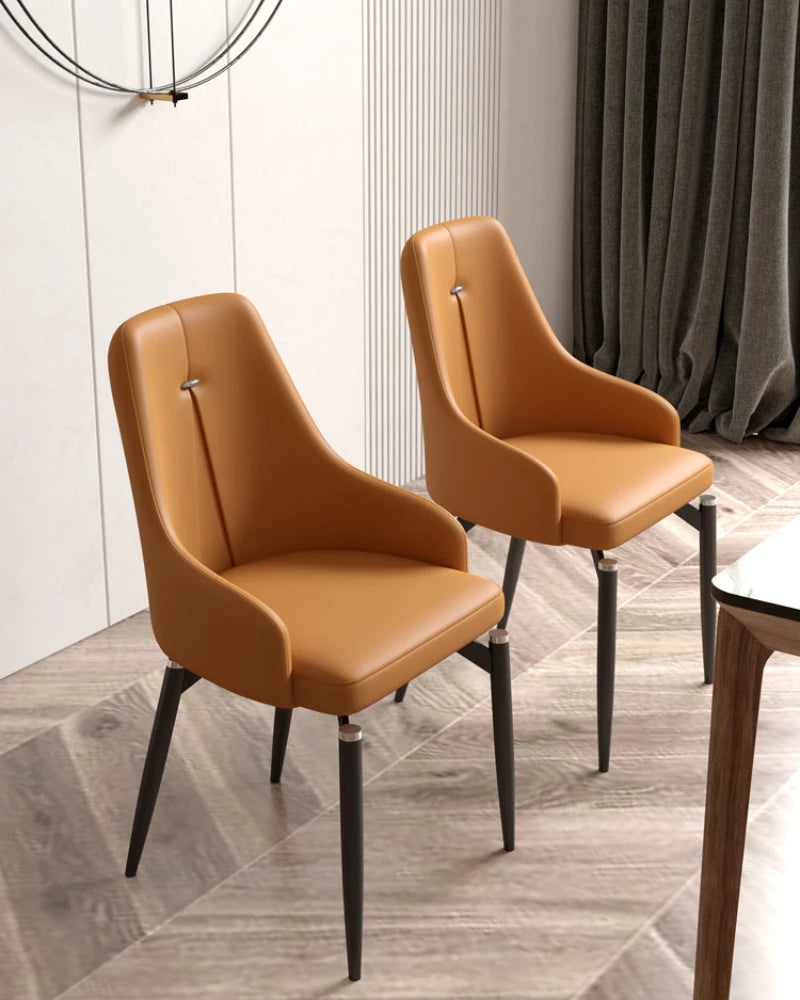 Nordic Luxury Leather Dining Chairs - Minimalist Design for Home, Cafe, and Restaurant.