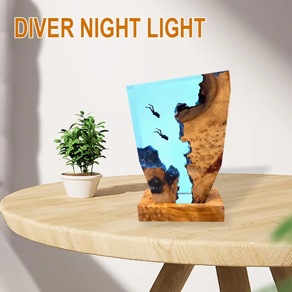 Seabed World Organism Resin Table Light Diving Cave.