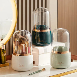 Makeup brush holder storage device with 360.