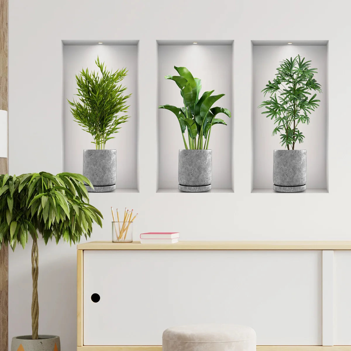 Wall Art Stickers Simulate 3D Three-dimensional Potted.