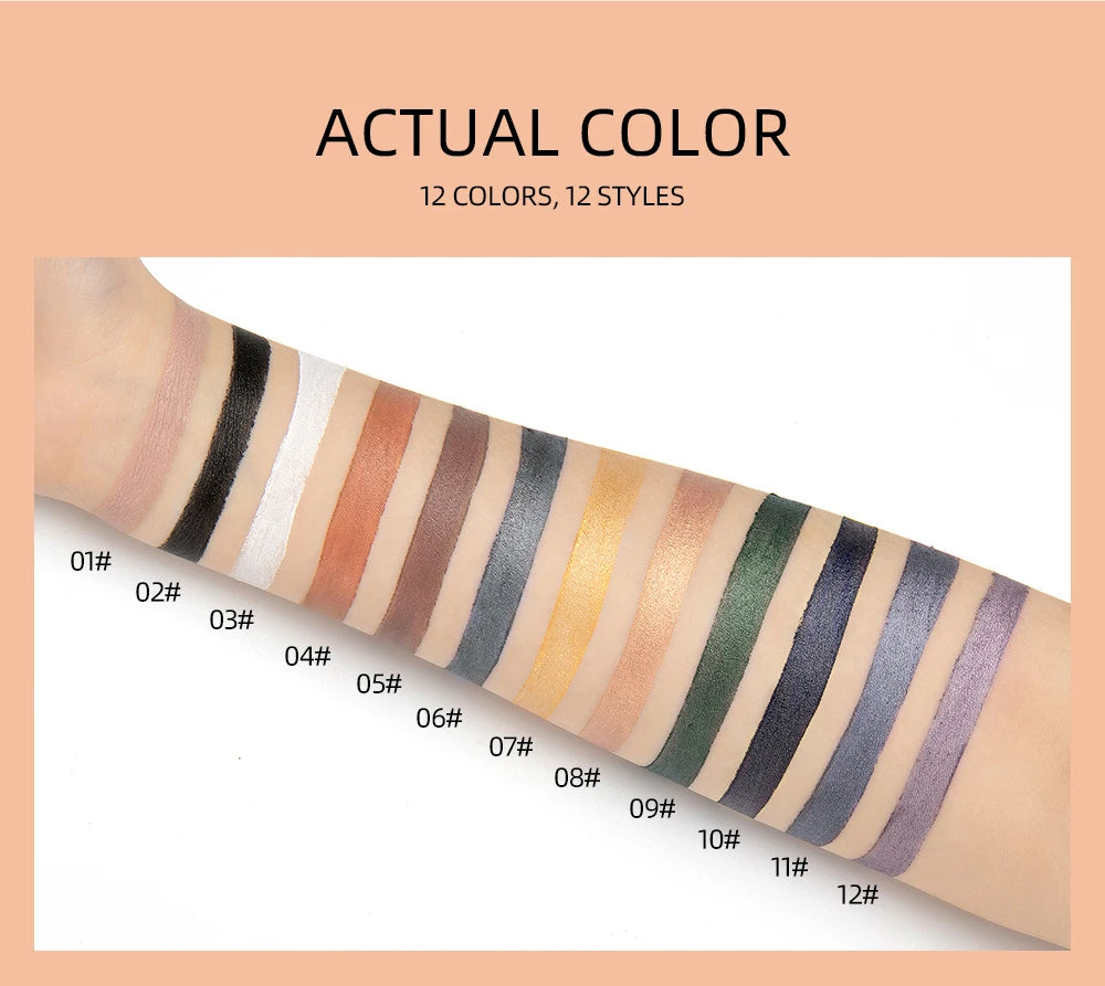 12 Colors Highlighter Eyeshadow Pencil Waterproof.