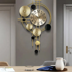 Large Wall Clock Gold Living Room.