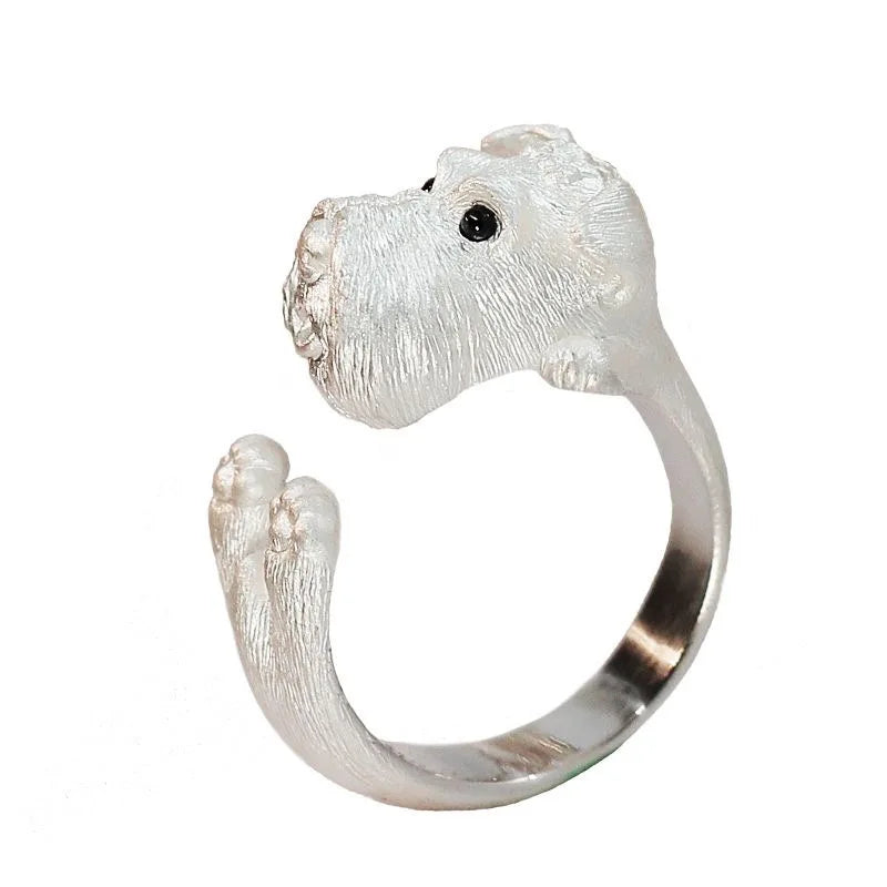 Fashion Cute Silver Color Puppy Opening Ring For Men Women