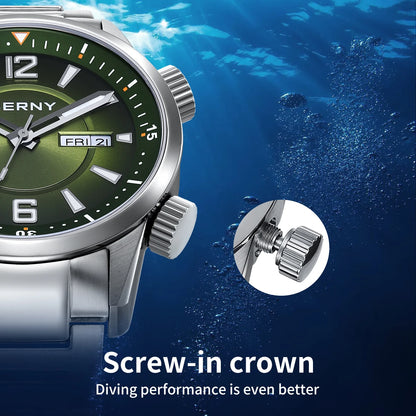 BERNY Diver Men Watch Automatic Wristwatch.