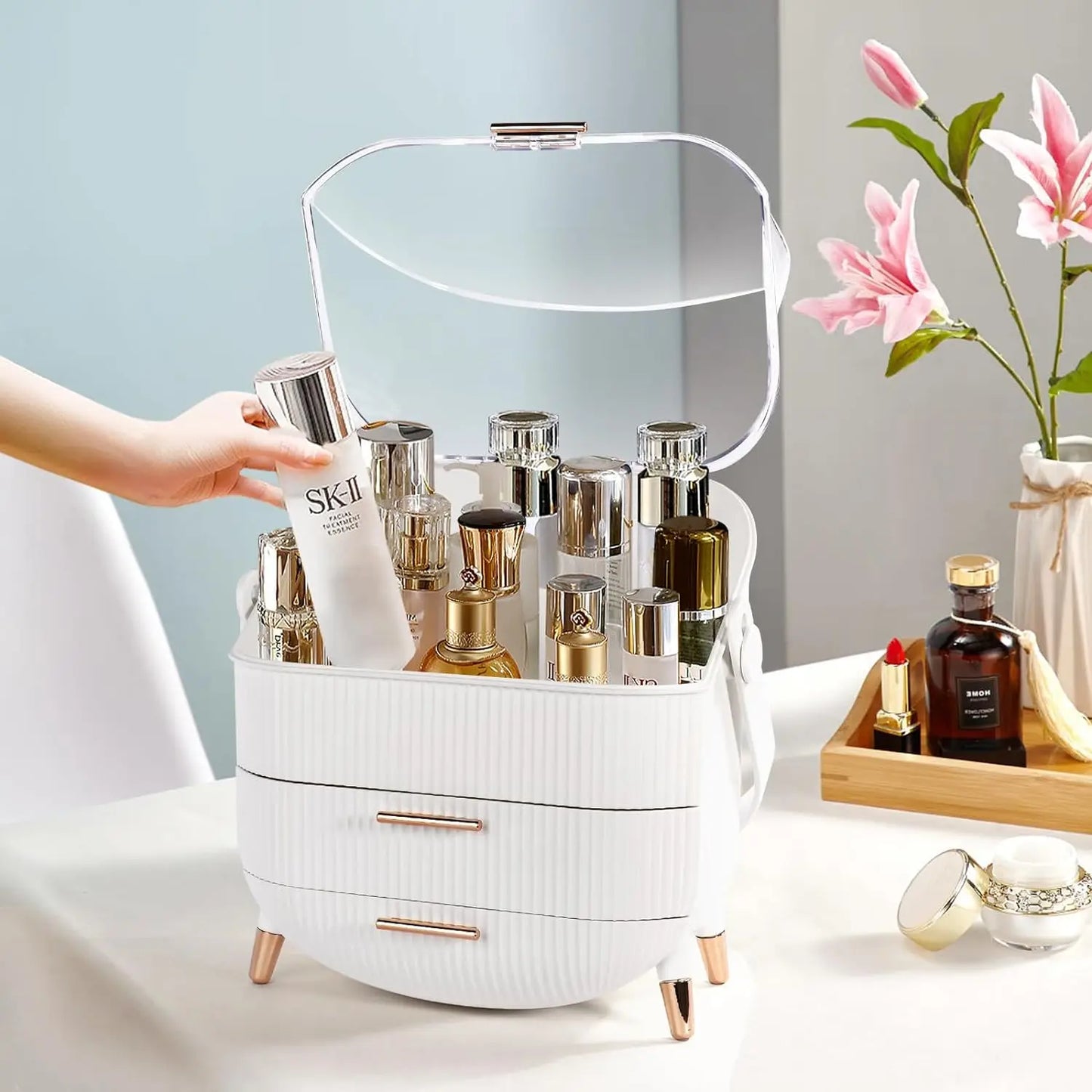 Egg Shape makeup organizer for vanity,portable.