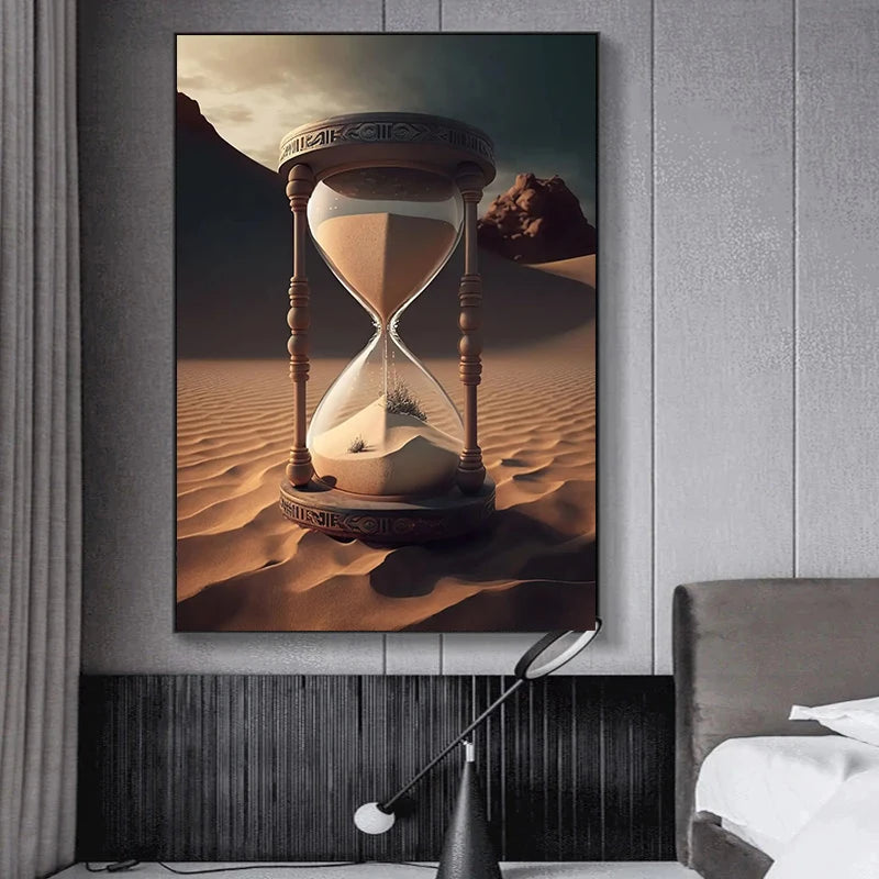 Hourglass Desert Sunset Poster Abstract Art Modern Picture Print Poster Wall Art Canvas Painting Home Living Room Decoration