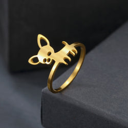 Cute Dog Ring Stainless Steel Gold Color.