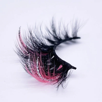 New glitter ombre Colored Lashes 20MM Mink Lashes Wholesale Dramatic Colorful Natural Eyelashes Extension Make up Fake Eyelashes