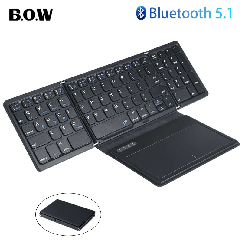 Foladable Bluetooth Keyboard with Touchpad Pocket.