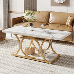 Rectangle Coffee Table - Modern Elegance with Storage Shelf.