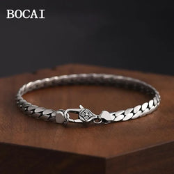 Silver Simple Hand Diamond Bracelet Men