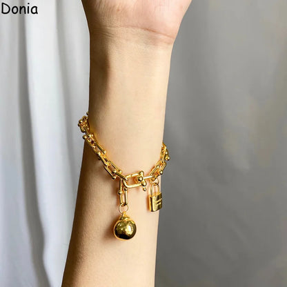 Donia jewelry European and American fashion small ball bamboo single circle chain titanium steel bracelet luxury gift