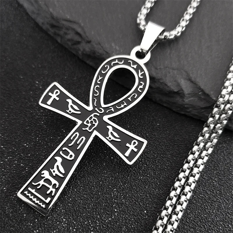 Egyptian Ankh Cross Key Of Life Necklaces for Women/Men Stainless Steel Mythology Chain Necklace Jewelry bijoux homme N3456S02