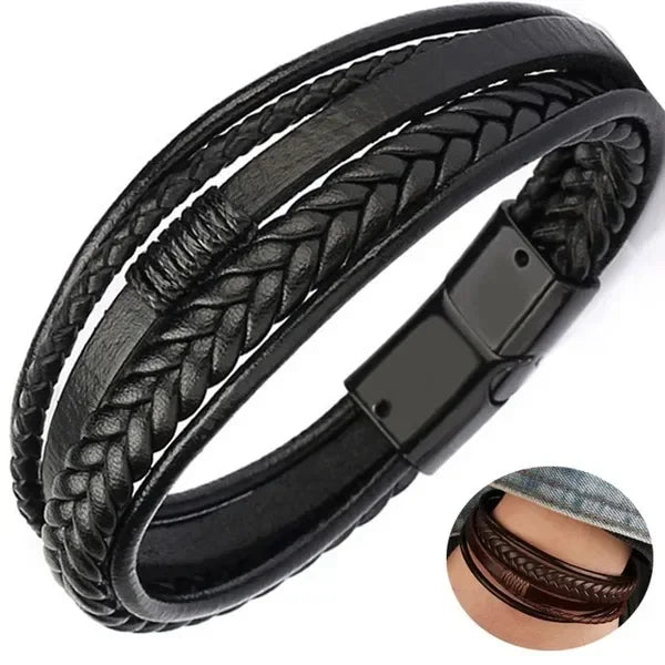 Trendy Leather Braided Bracelet.