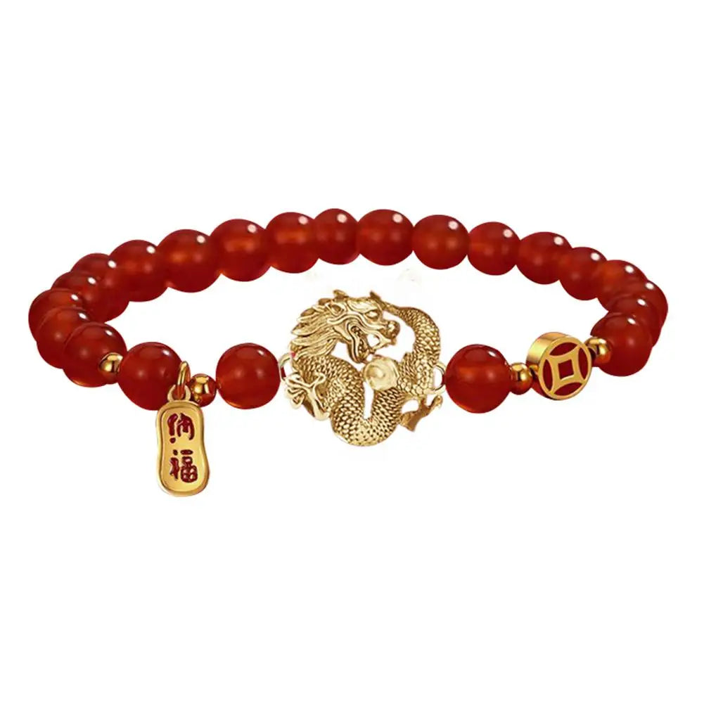 Chinese Year of Dragon Bracelet Lucky Red Bead