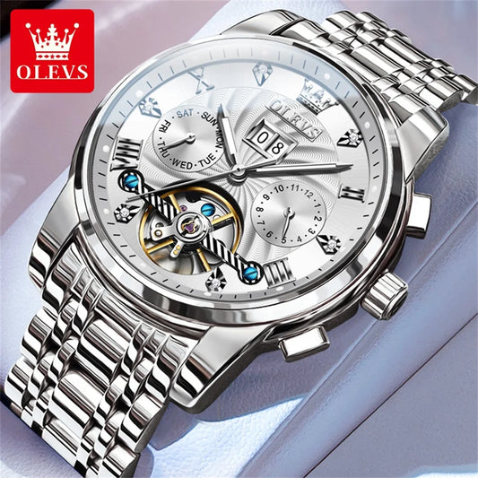 OLEVS Men's Luxury Skeleton Automatic Mechanical Watch.