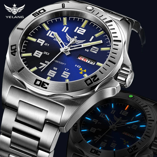 Yelang V1019 Brand 44MM Men Watch NH36 100M PROFESSIONAL WATERPROOF Deep Diving Mechanical Automatic Watch Sapphire Lens Reloj