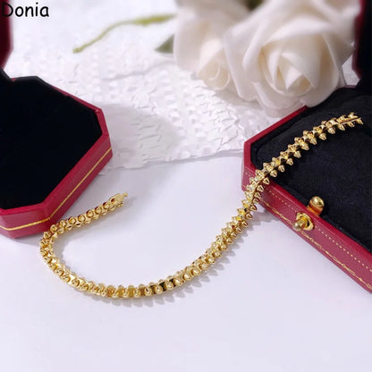 Donia jewelry new European and American fashion retro glossy rivet open bracelet palace luxury jewelry bracelet